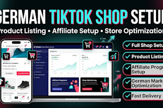 setup german tiktok shop creation, product listing tiktok shop affillate setup