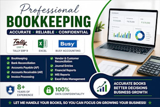 do bookkeeping in excel, tally erp and busy accounting
