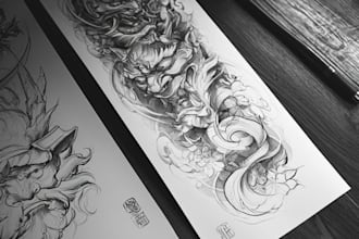 design professional japanese, asian style tattoo design