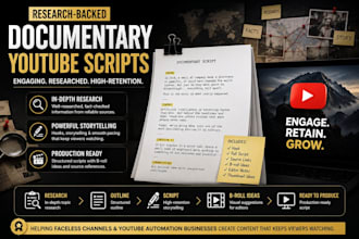 write documentary youtube scripts with research
