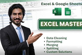 clean, format, merge, split excel data