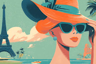 create a travel poster in a vintage, retro illustrated style
