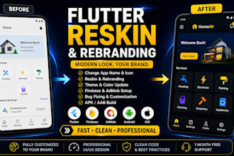 reskin, rebrand and customize your flutter or codecanyon app