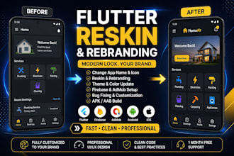 reskin, rebrand and customize your flutter or codecanyon app
