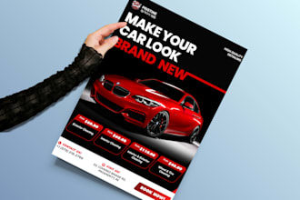 design professional car detailing, car wash and automotive flyer