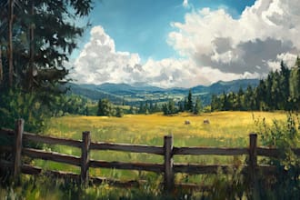 digitally oil painting landscape