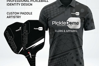create pickleball apparels, brand logo and paddle design