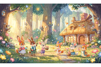 create colorful children book illustrations