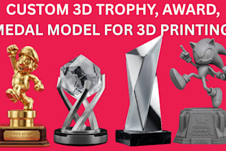 design custom 3d trophy, award, medal model, cup   for 3d printing stl or 3mf