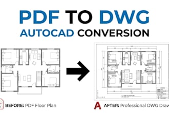 convert PDF grundriss floor plans to autocad dwg, cad drafting services