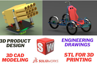 design 3d cad models, 2d drawings in solidworks, siemens nx
