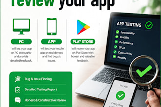 test and review your app on PC, steam and google play store