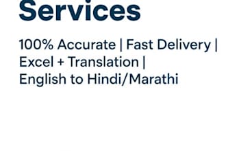 do accurate data entry and english to hindi marathi translation