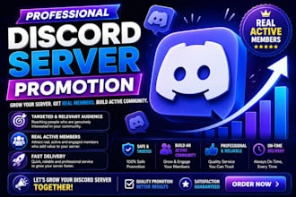 do promotion for gaming, anime, crypto discord server, advertise to real users