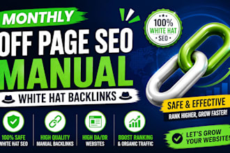 monthly off page SEO manual white hat backlinks