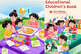create colorful educational children book illustrations