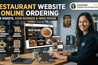 restaurant website, online ordering, food business, cafe website, menu design