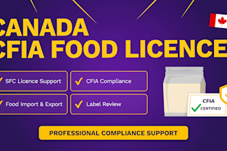 help you obtain your canada cfia sfc food license for compliance