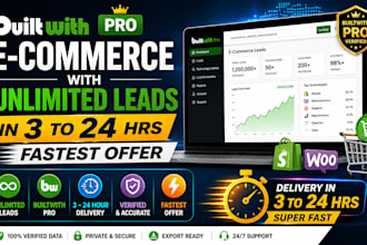 provide builtwith pro ecommerce with unlimited leads in 3 to 24hrs fastest offer