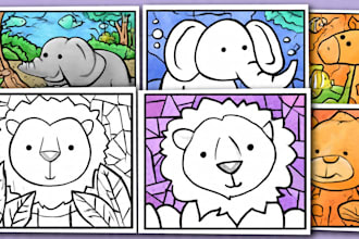 draw unique digital coloring book pages for children