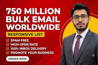 send bulk email marketing campaigns to 750 million targeted worldwide contacts