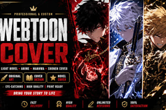 draw webtoon cover light novel anime manhwa shonen book cover novel cover