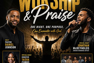 design a modern church flyer, church poster, or worship event flyer
