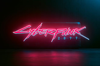do a fancy typography logo cyberpunk