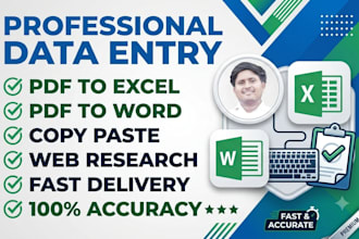 data entry, PDF to excel, PDF to word