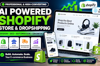 build ai shopify website or dropshipping store with ai SEO and automation