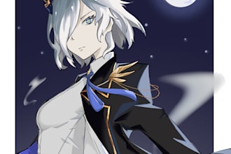 draw digital anime art for you