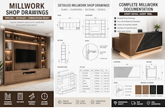 create millwork shop drawings with cut lists and assembly details