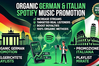 increased italian spotify monthly listeners and german streams music promotion