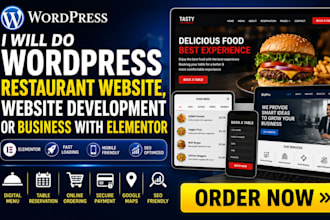 do wordpress restaurant webseite, website development or business with elementor