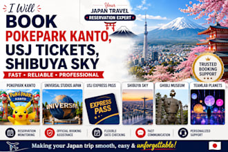 book pokepark kanto, usj tickets, shibuya sky for you in japan or tokoyo