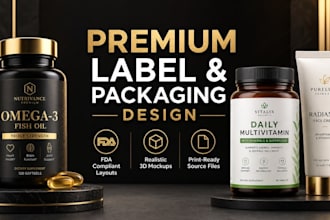 design premium supplement, vitamin, and cosmetic product label packaging design