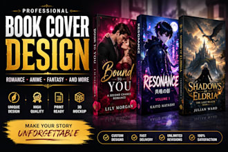book cover design, romance book cover design anime book cover fantasy book cover
