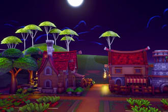 make stylized 3d unreal engine game low poly level design 3d modular assets