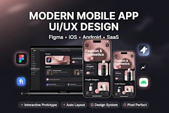 design modern mobile app UI UX in figma for ios, android and saas website UI