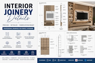 create interior joinery details with fabrication drawings