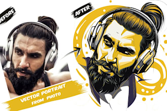 make a modern vector portrait for social media and print