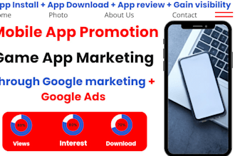 mobile app promotion android ios game marketing with google ads, social medial