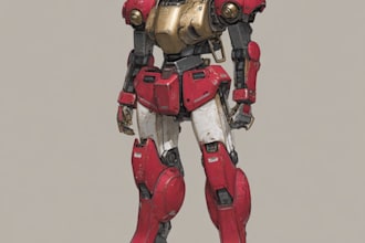 draw mecha robot,armor,gundam in anime or realism style