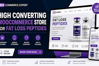 design high converting woo commerce store for fat loss peptides