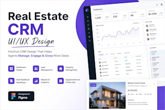 design real estate CRM, proptech dashboard,saas UI UX figma
