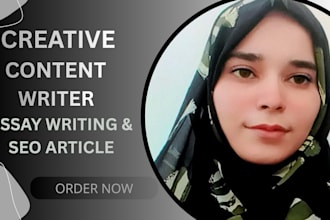 do creative content writer, essay writing and SEO article