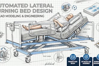 design 3d cad electric automated lateral patient turning bed