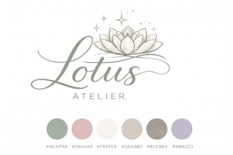 design a minimalist feminine lotus logo for wellness and boutique brands