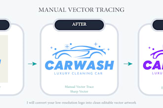 manually vector trace, redraw logo, jpg, png, or image to vector