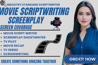 write screenplay, movie script, screenwriting, screen coverage and film script